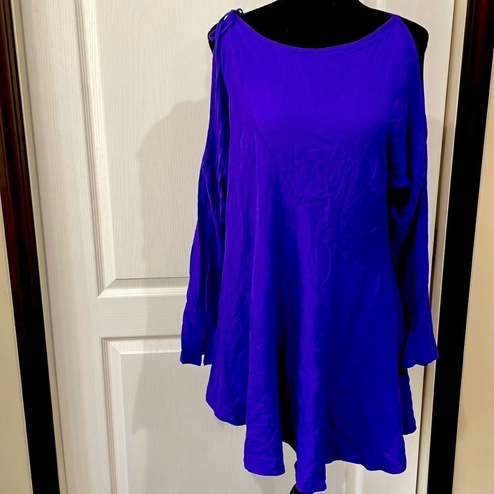 Free People size Small Indigo cold Shoulder Asymmetrical dress NEW